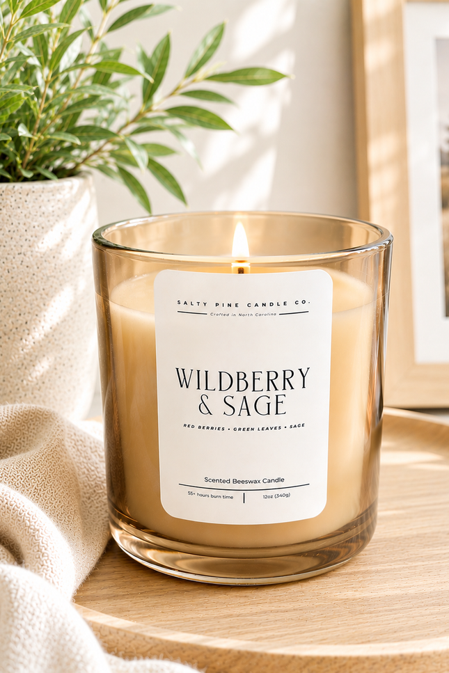 Wildberry Sage Beeswax Candle - 12oz