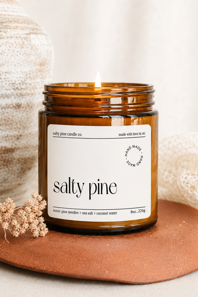 Salty Pine Beeswax Candle