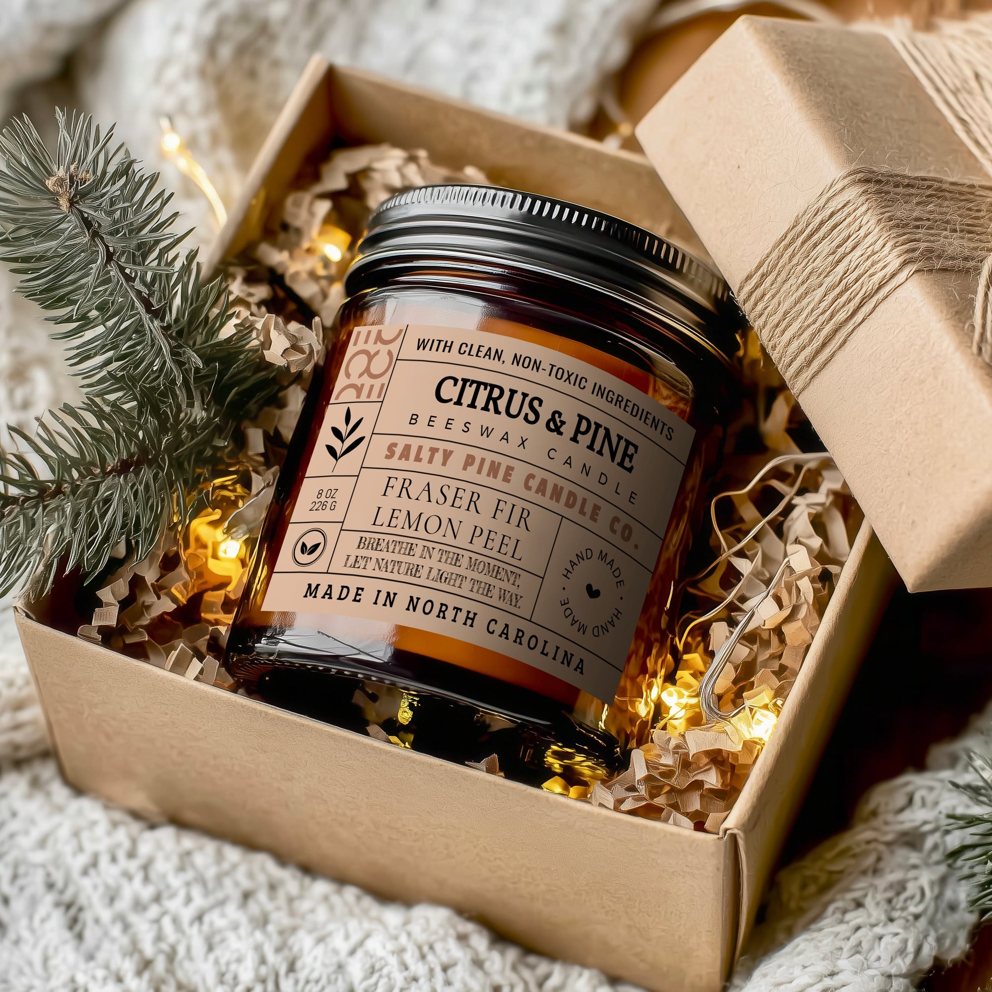 Citrus & Pine Beeswax Candle