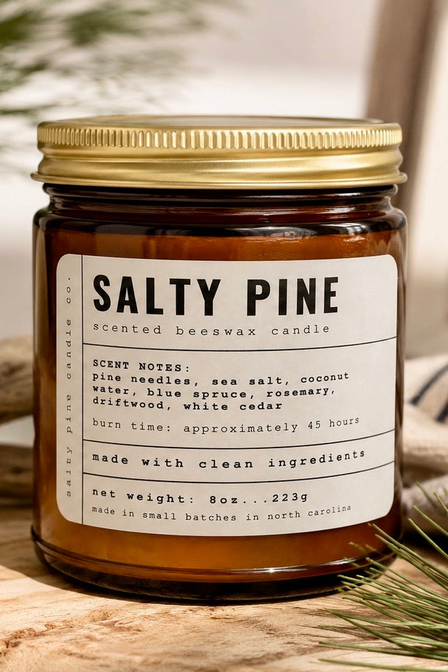 Salty Pine Beeswax Candle