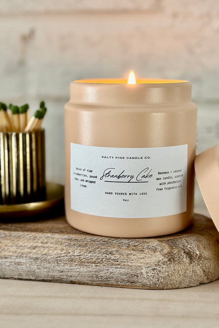 Strawberry Cake Beeswax Candle - 9oz Tin