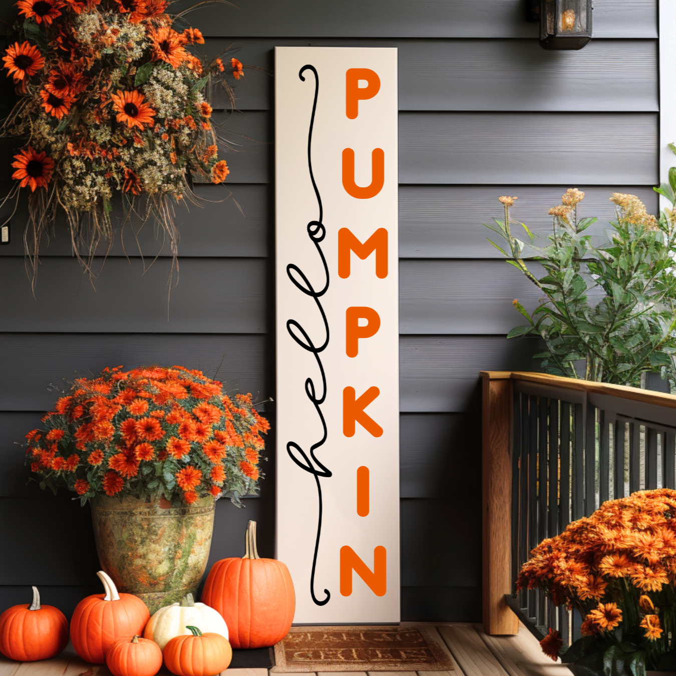 Hand Painted Hello Pumpkin Sign