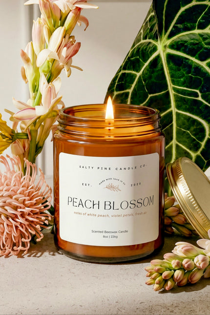 Peach Blossom Beeswax Candle