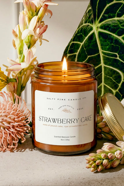 Strawberry Cake Beeswax Candle