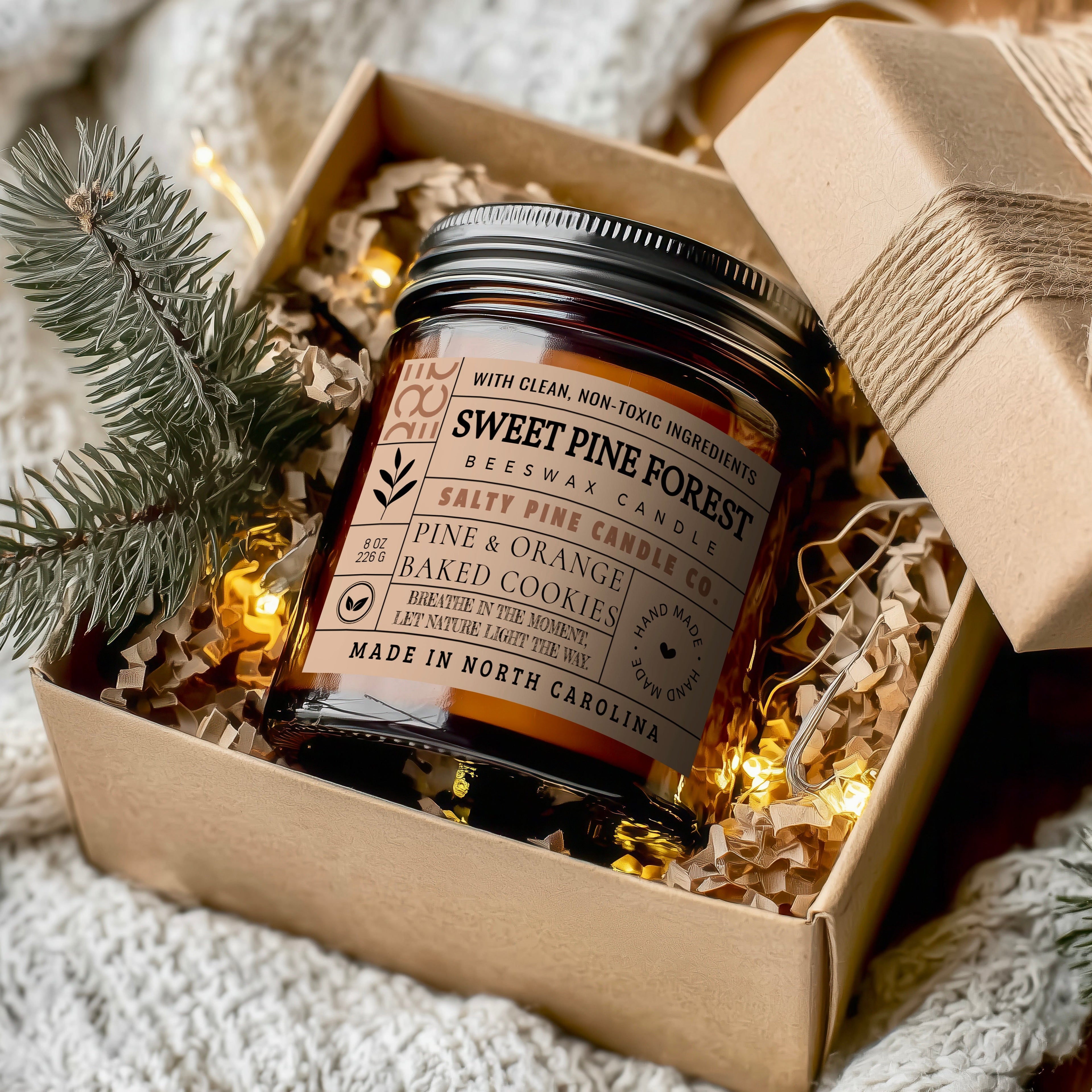 Sweet Pine Forest Fall Beeswax Candle