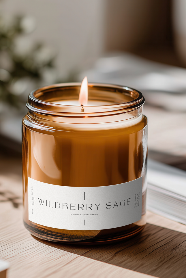 Wildberry and Sage Beeswax Candle