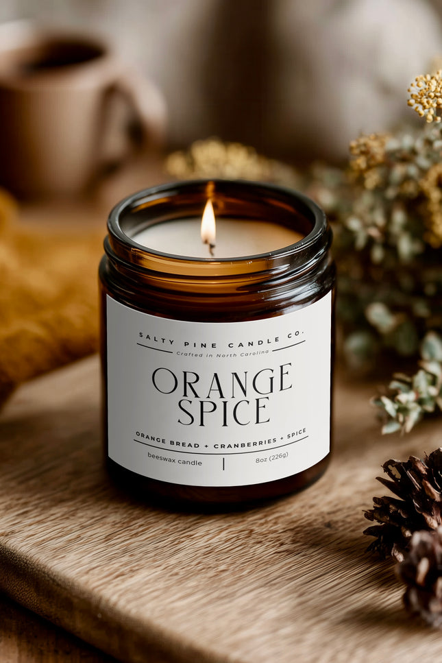 Orange Spice Fall Beeswax Candle