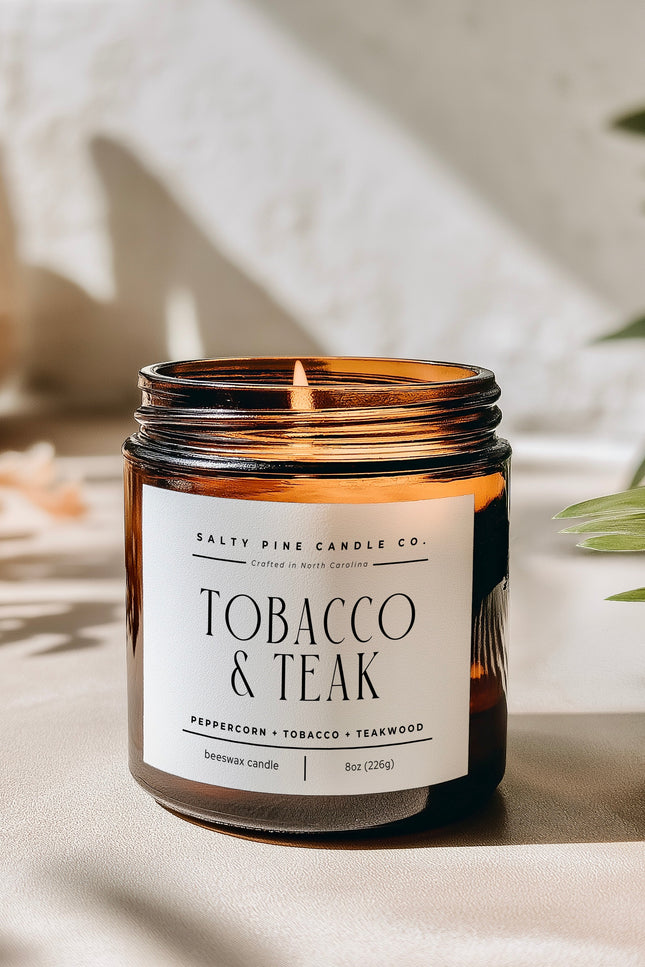 Tobacco and Teak Beeswax Candle
