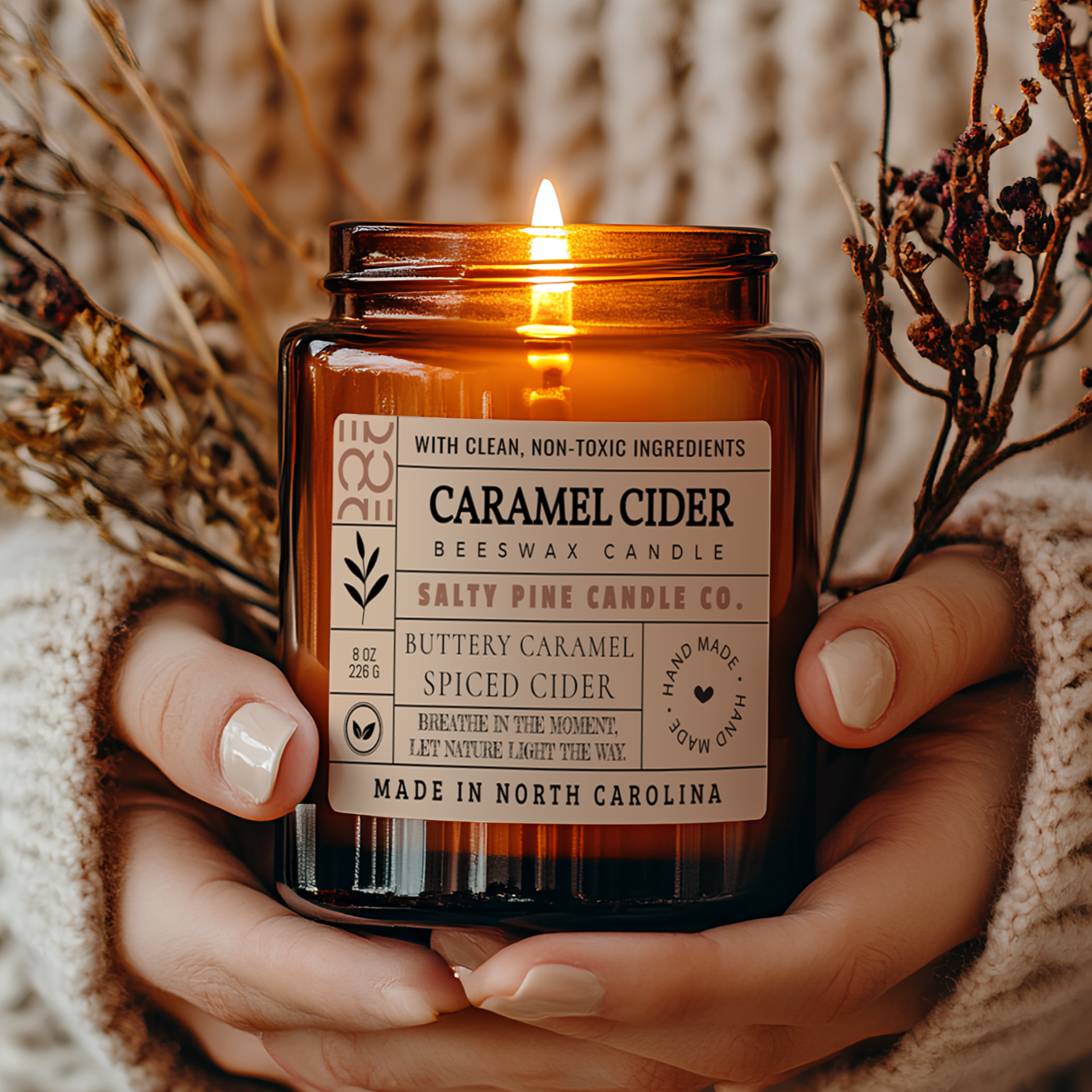 Caramel Spiced Cider Fall Beeswax Candle