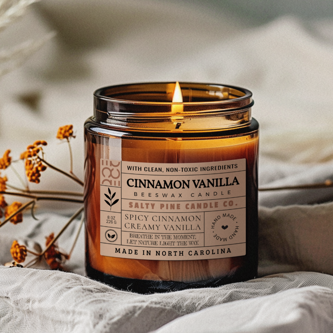 Cinnamon Vanilla Fall Beeswax Candle