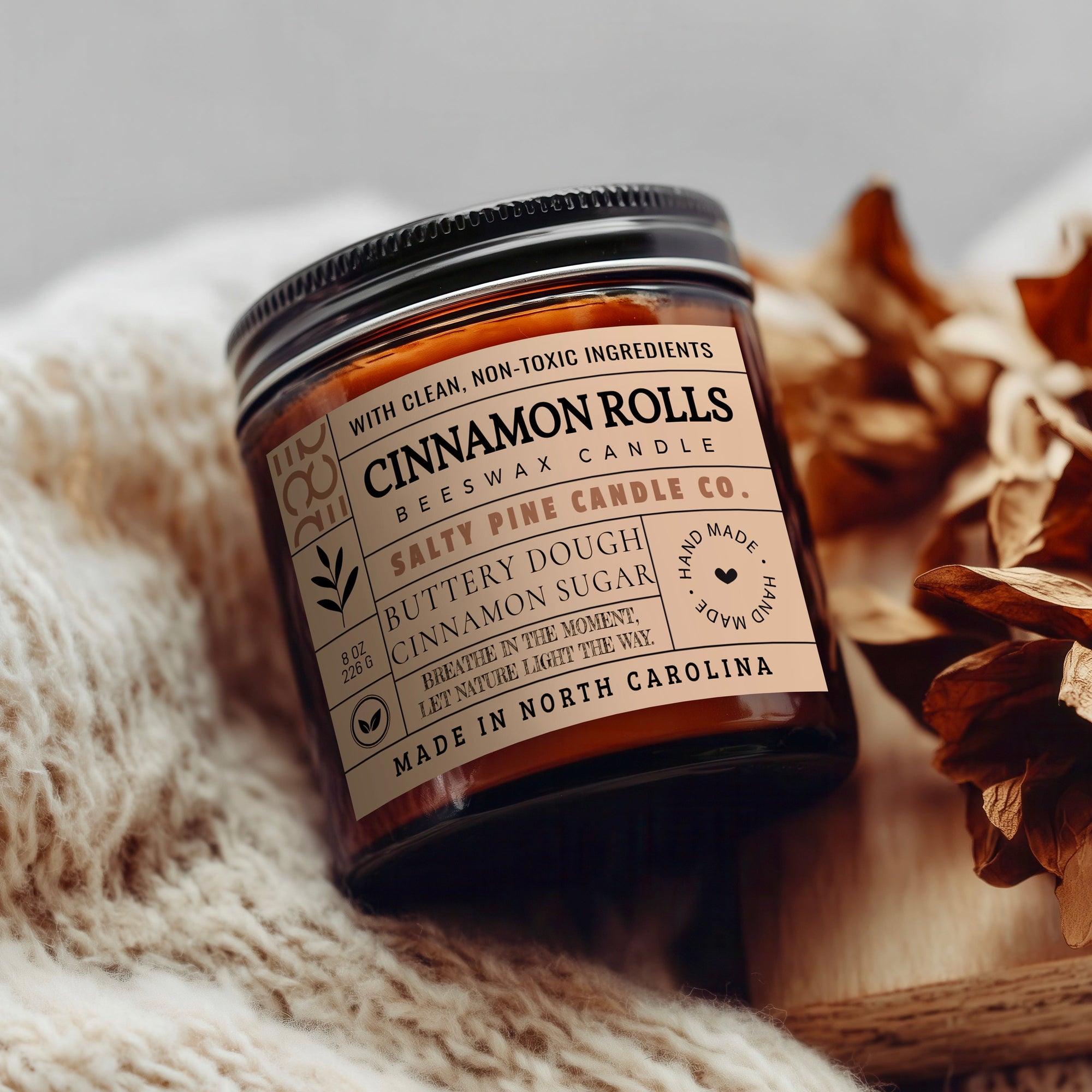 Cinnamon Rolls Fall Beeswax Candle