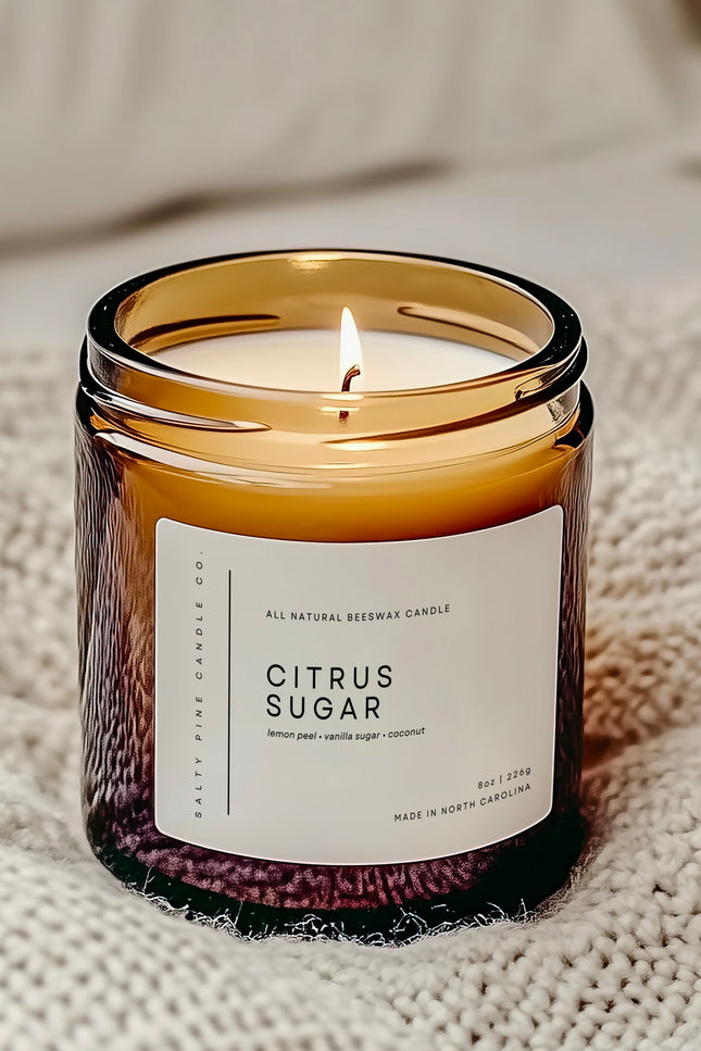 Citrus Sugar - All Natural Beeswax Candle 8oz