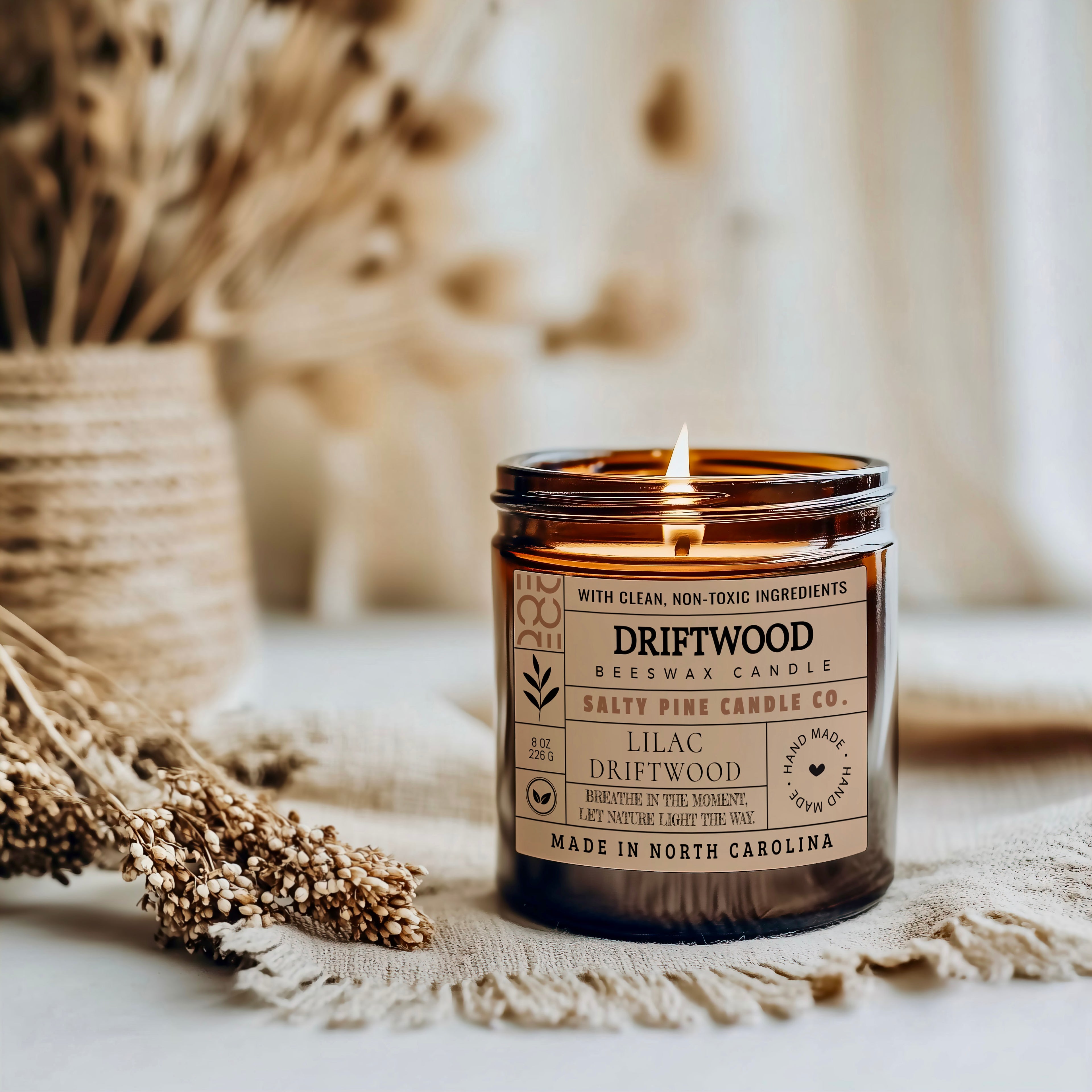 Driftwood Beeswax Candle