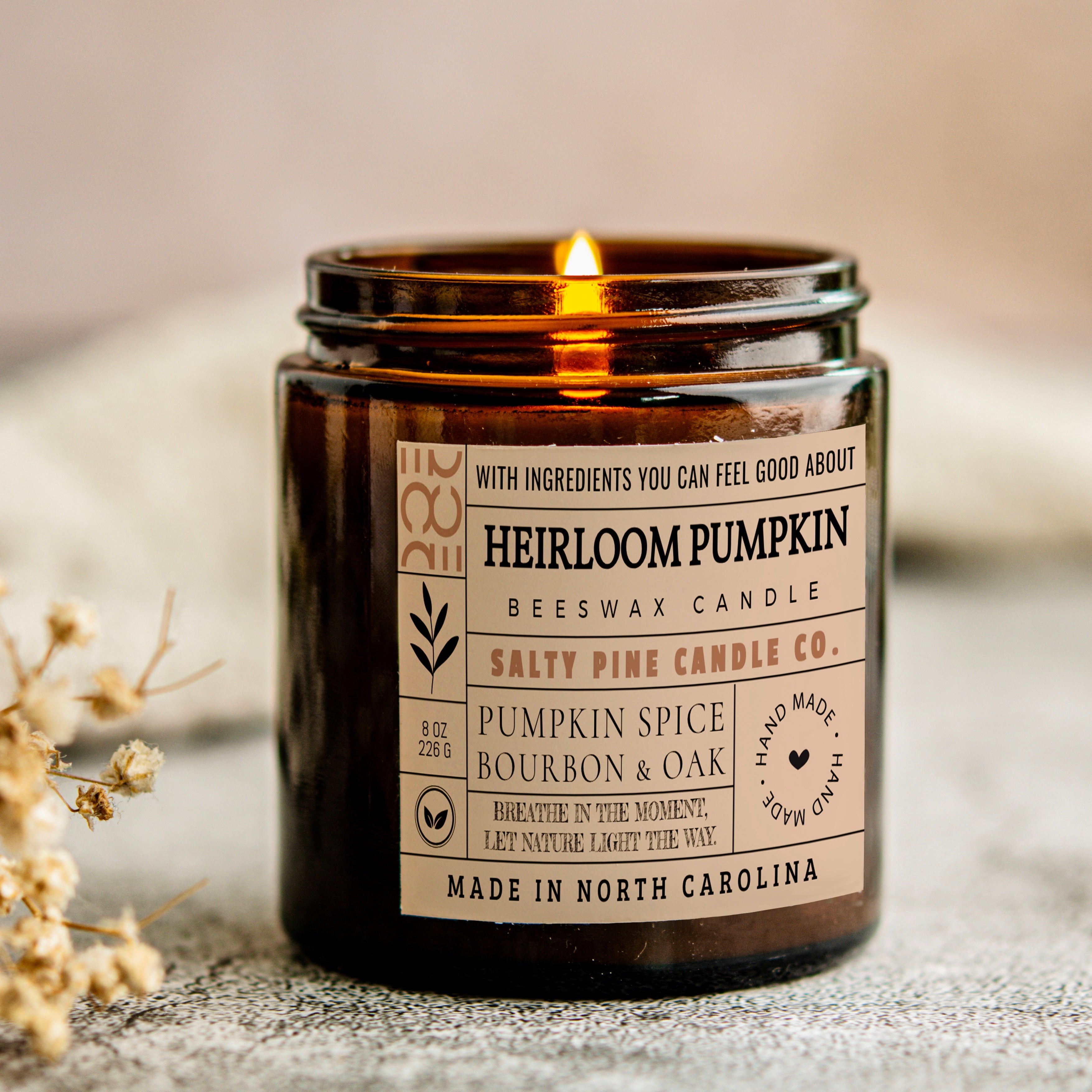 Heirloom Pumpkin Fall Beeswax Candle