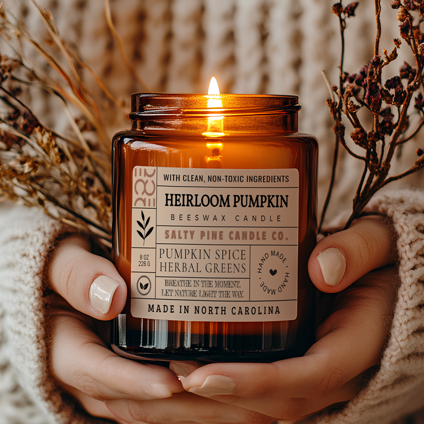 Heirloom Pumpkin Fall Beeswax Candle