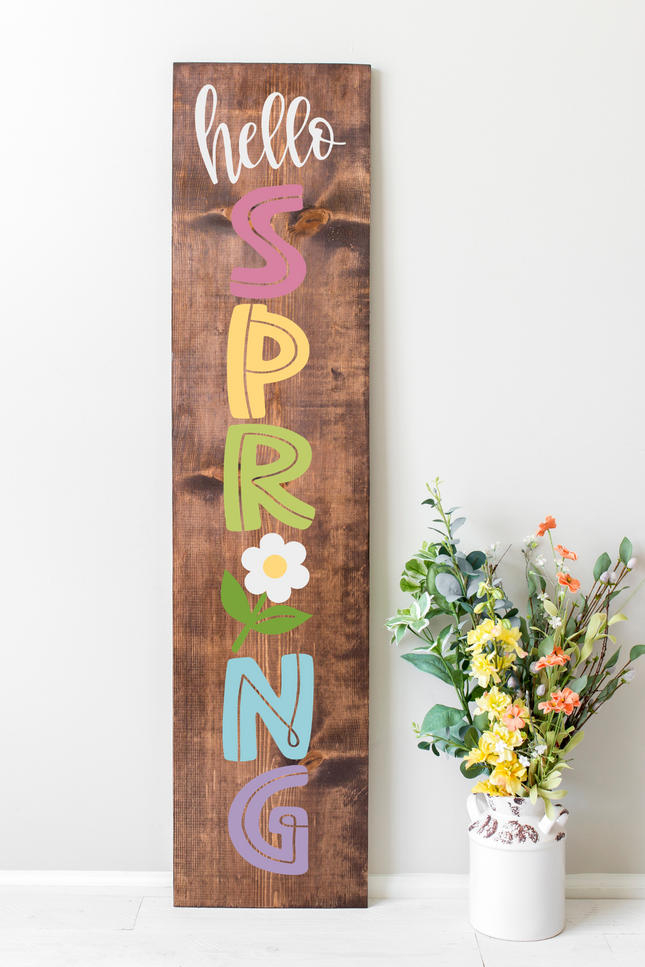Hello Spring Wood Sign