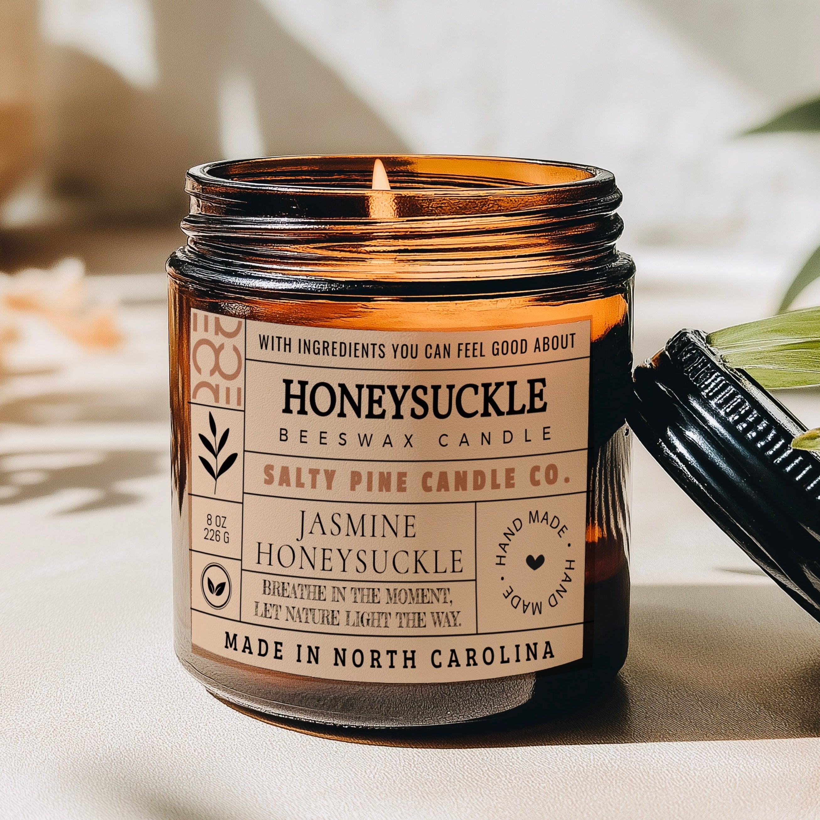 Honeysuckle Beeswax Candle