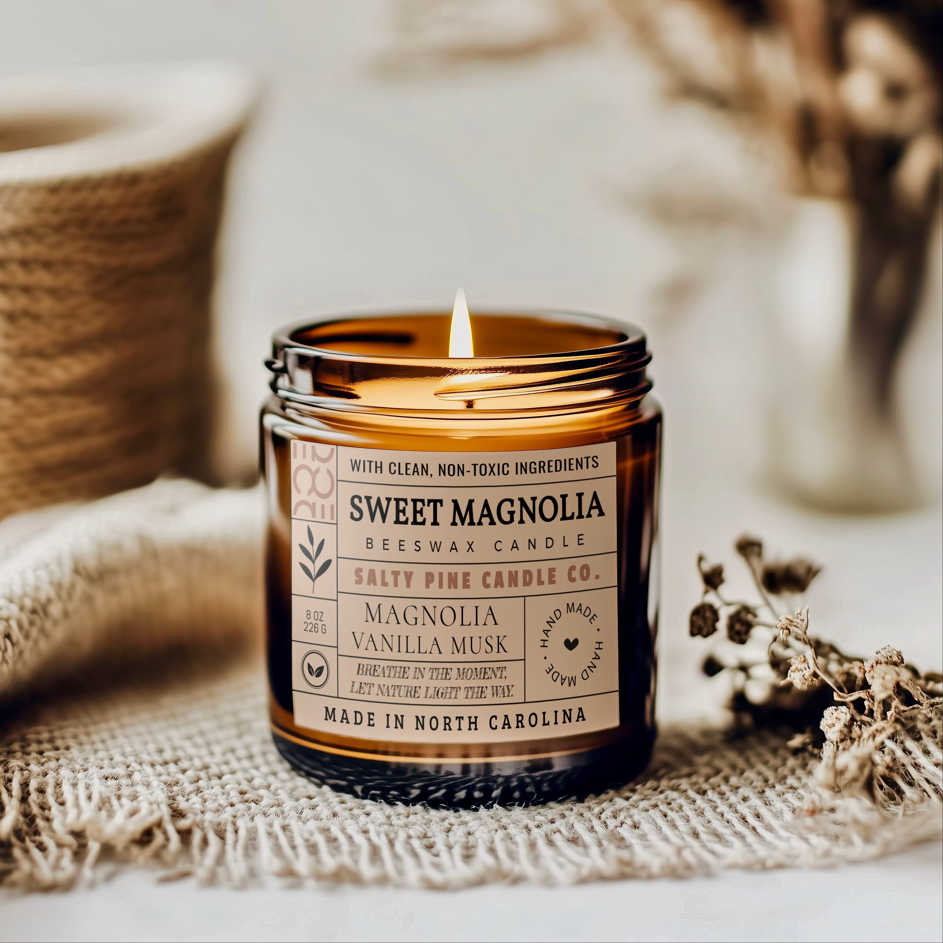 Sweet Magnolia Beeswax Candle