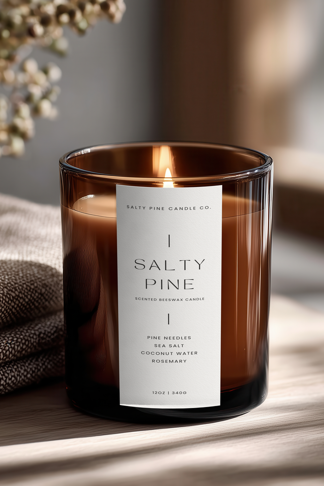 Salty Pine Beeswax Candle - 12oz Aura Jar