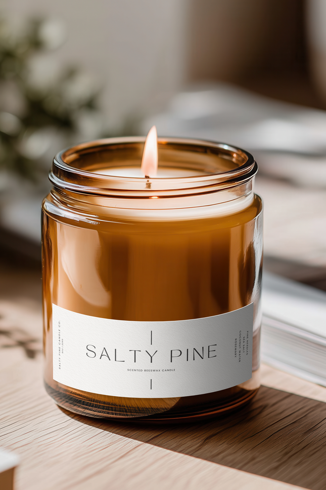Salty Pine Beeswax Candle