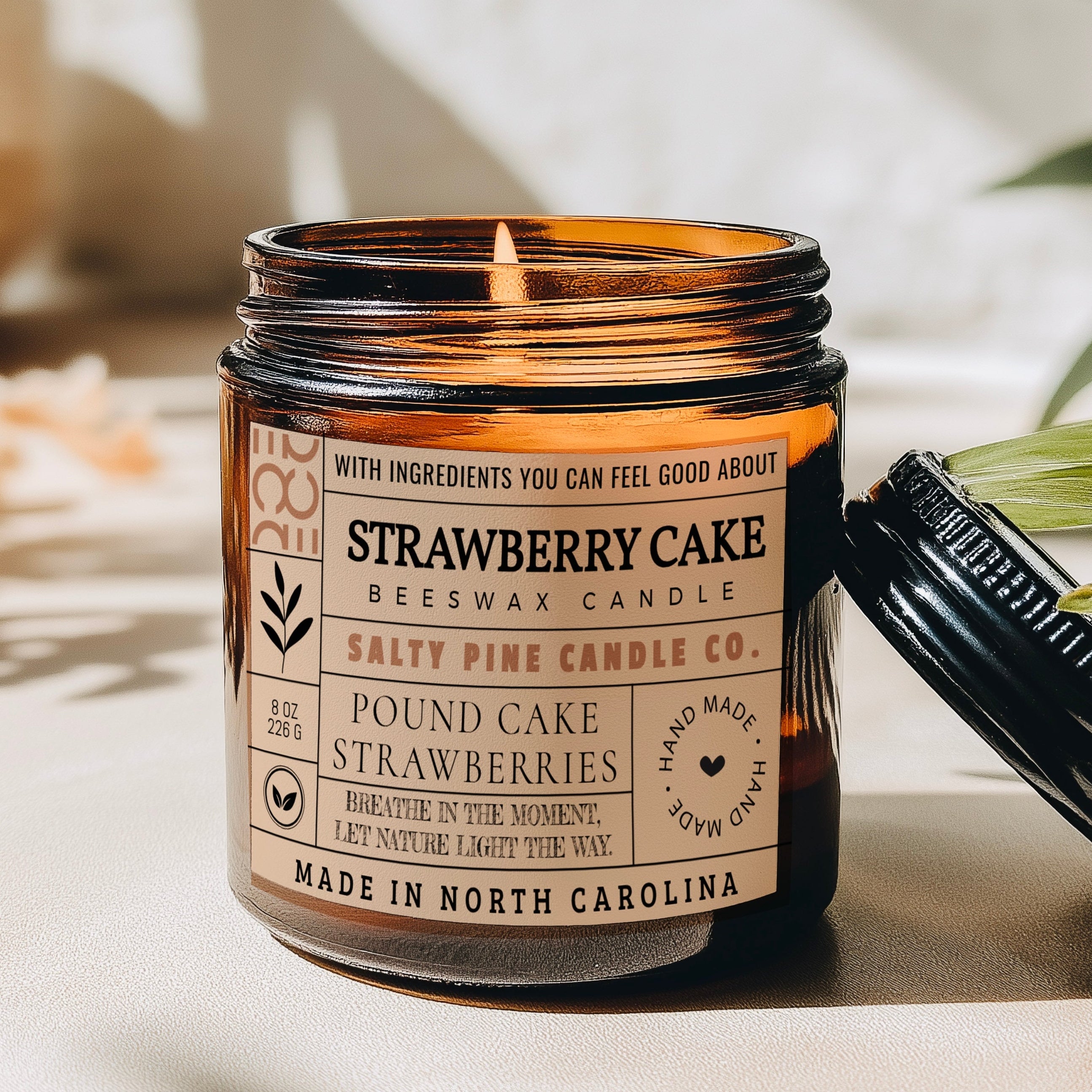 Strawberry Cake Beeswax Candle