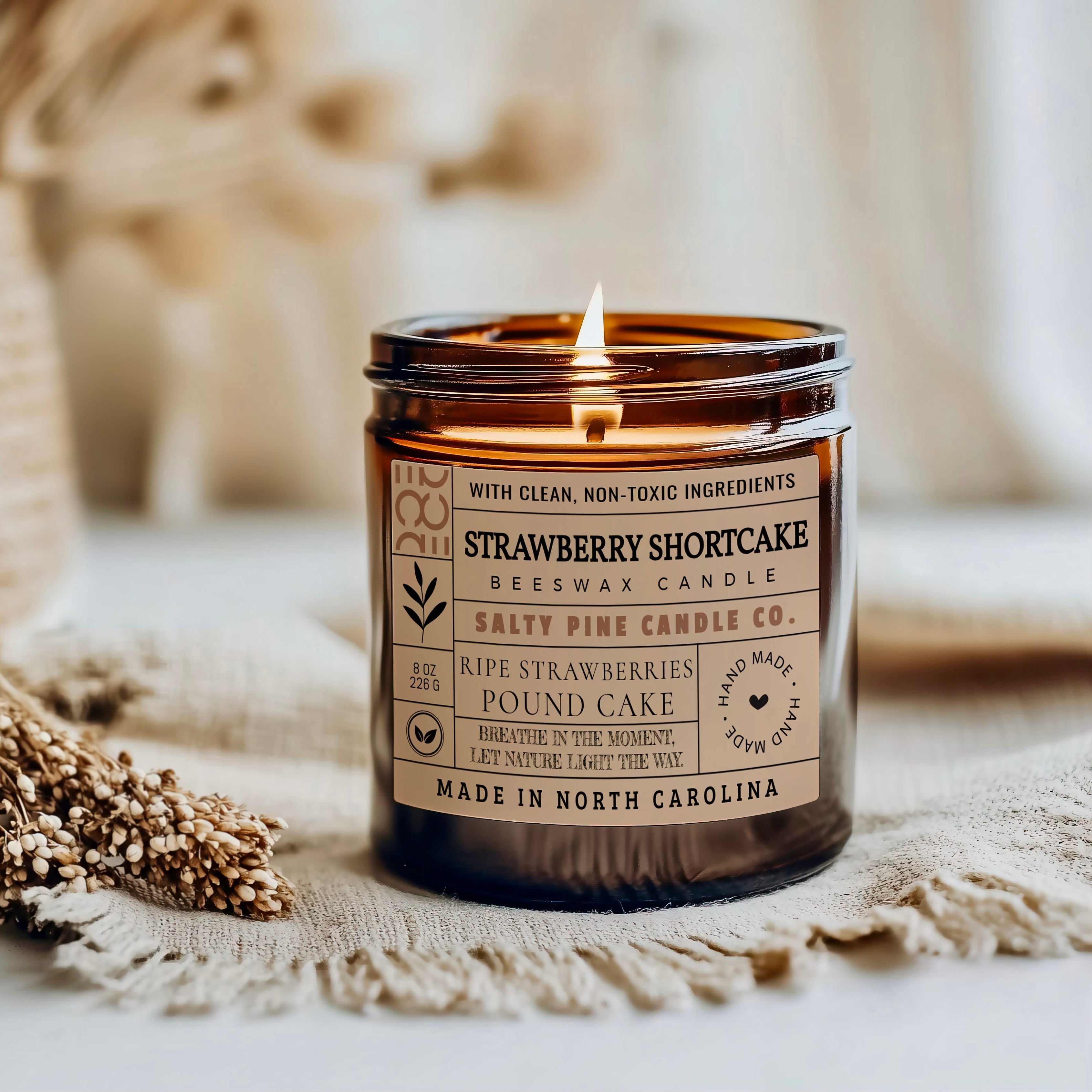 Strawberry Shortcake Beeswax Candle