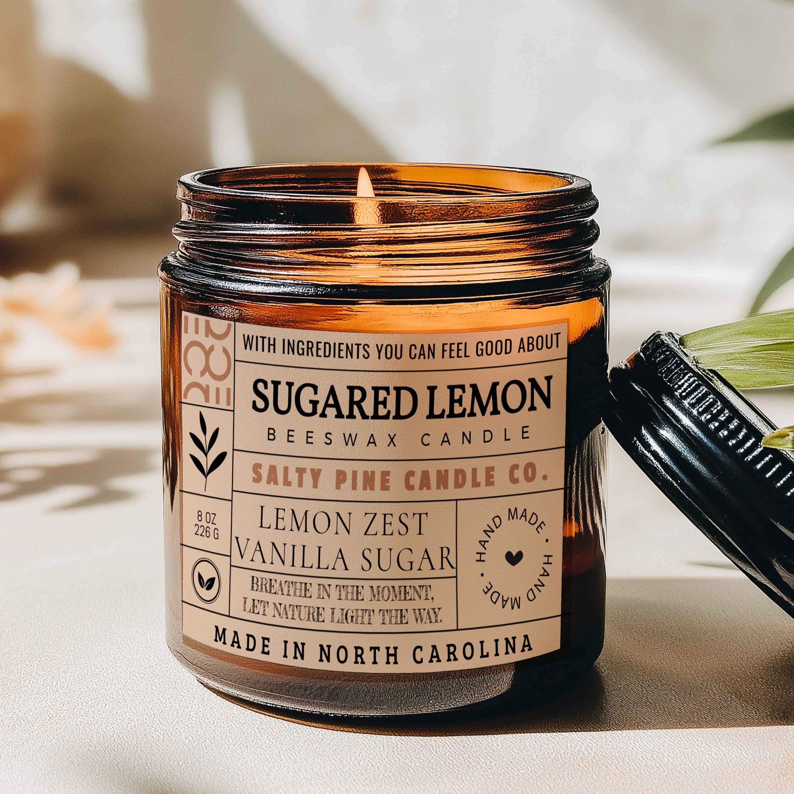 Sugared Lemon Beeswax Candle