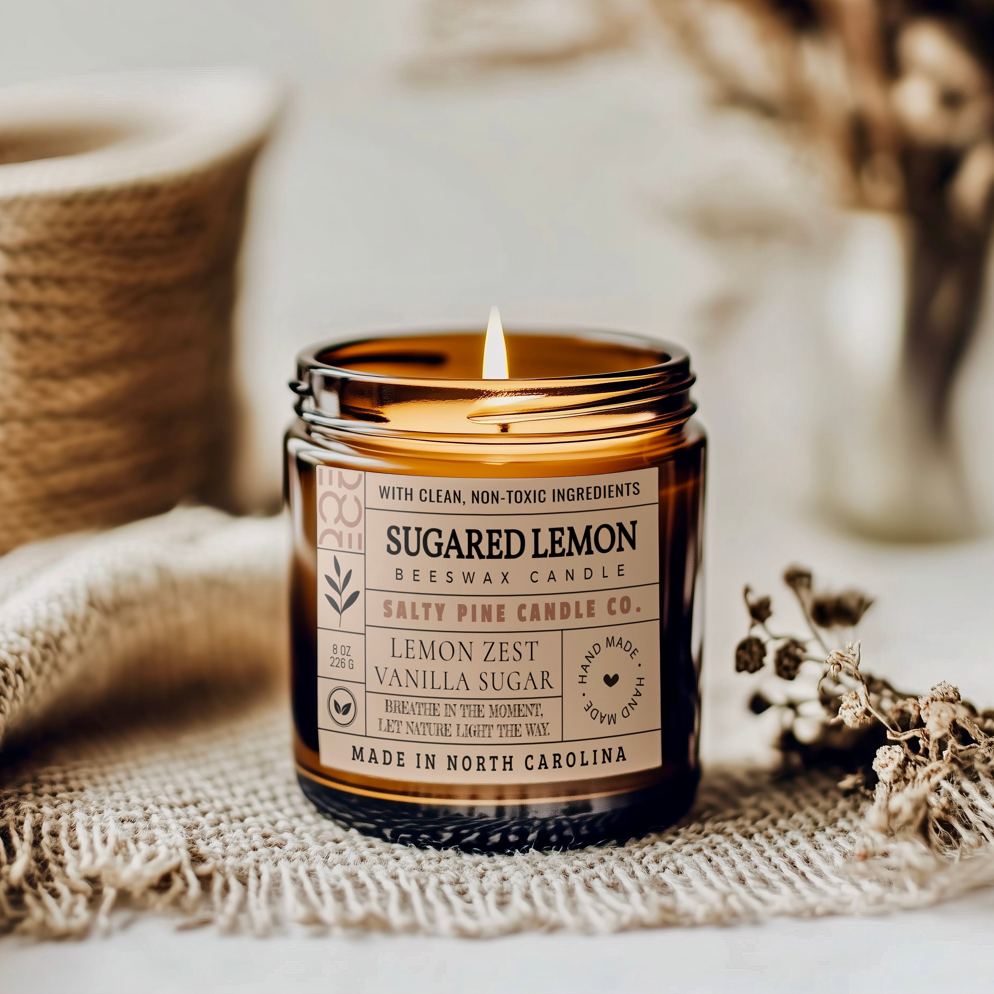 Sugared Lemon Beeswax Candle
