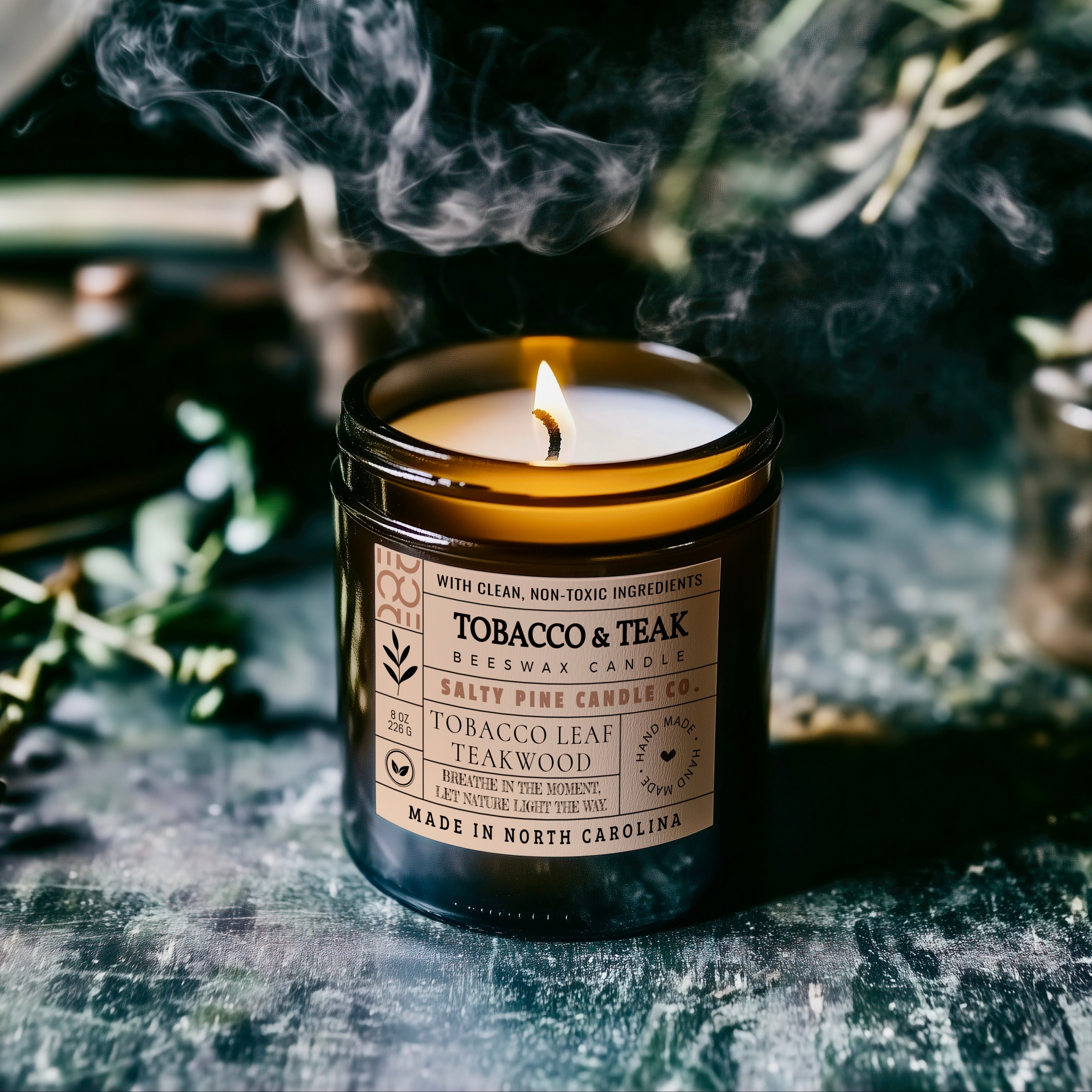 Tobacco and Teak Beeswax Candle