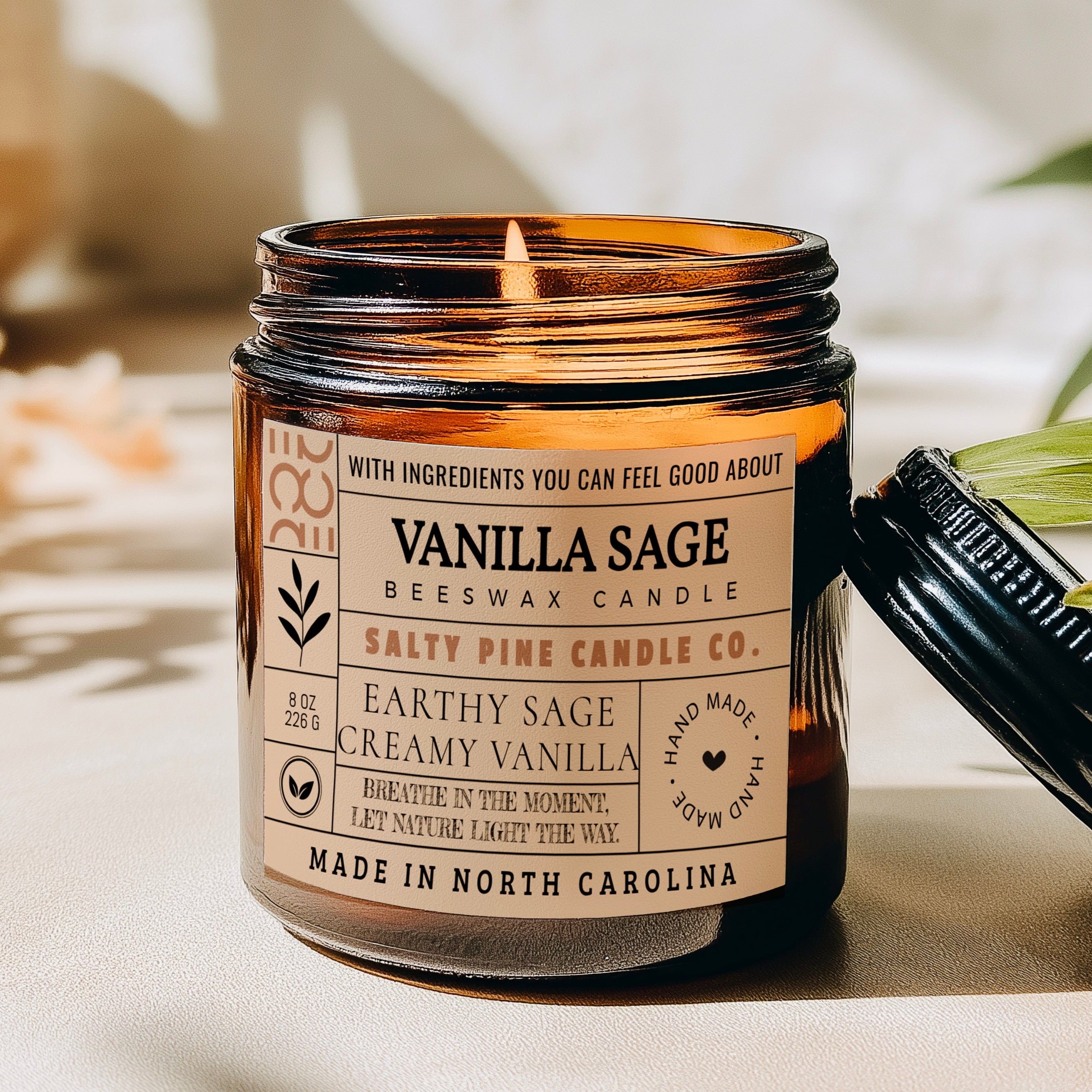 Vanilla Sage Beeswax Candle